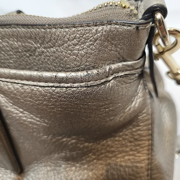 Authentic Coach Morgan Satchel | Style F35185 | Metallic Gold Pebbled Leather - Picture 11 of 16